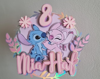 Stitch and Angel Birthday Cake Topper Disney 3d Cake Topper Lilo Stitch