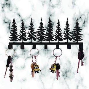 Metal Rustic Pine Tree Key Holder: Towel Hanger, Coat Rack, Housewarming Gift