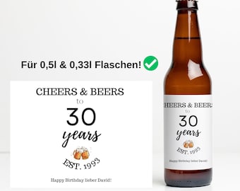 Bieretikett Geburtstag, 30 Geburtstag Geschenk Mann, Etikett Bierflasche, Bier personalisiert Geburtstag, Bier Geschenke für Männer