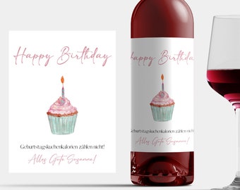 Wine label birthday, funny wine label girlfriend for 30 40 50 birthday, birthday gift wife wine birthday bottle label