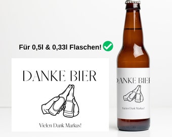 Personalisiertes Etikett Bier Danke, Dankeschön Bier, Bier personalisiert, Bieretiketten Danke, Bier Geschenke für Männer, Vielen Dank Bier