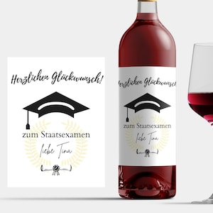 Personalisiertes Staatsexamen Weinetikett Prüfung Bestanden Geschenk Prüfung Wein Etikett Namen Freundin Freund Glückwunsch Prüfung Wein