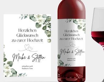 Flaschenetikett Hochzeit personalisiert Weinetikett Hochzeit Wein Geschenk Hochzeit Gastgeschenk Wein Flaschen Etikett Heirat Flasche Wein