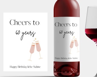Personalized wine label 60th birthday wine sticker gift wife funny 60th birthday gift girlfriend 60 cheers bottle label