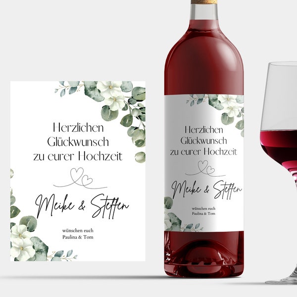 Flaschenetikett Hochzeit personalisiert Weinetikett Hochzeit Wein Geschenk Hochzeit Gastgeschenk Wein Flaschen Etikett Heirat Flasche Wein