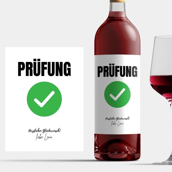 Personalisiertes  Abschlussprüfung Weinetikett Prüfung Bestanden Geschenk Prüfung Wein Etikett Freundin Name Freund Geschenk Prüfung Wein