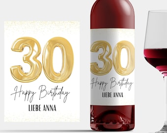 Personalisiertes Flaschenetikett 30 Geburtstag Wein Etikett Aufkleber Geschenk Frau 30 Geburtstag Geschenk Freundin 30 cheers Wein 30