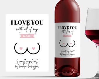 Valentinstag Geschenk für Ihn, Weinetikett Liebe lustig, Valentinstag Wein Etikett kleines Geschenk, Wein Partner Jahrestag, Wein Schatz