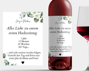 Weinetikett Hochzeitstag, Flaschenetikett Hochzeit personalisiert, Hochzeit Wein Geschenk Hochzeit Wein Flaschen Etikett Hochzeitstag Wein