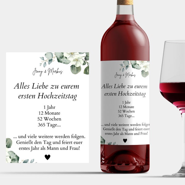 Weinetikett Hochzeitstag, Flaschenetikett Hochzeit personalisiert, Hochzeit Wein Geschenk Hochzeit Wein Flaschen Etikett Hochzeitstag Wein