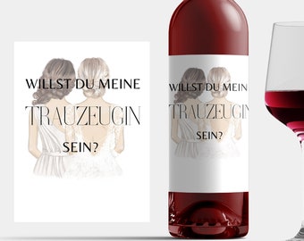 Weinetikett Trauzeugin Fragen Personalisiert Wein Trauzeugin Freundin Schwester Flaschentikett Wein Trauzeugin Geschenk personalisiert