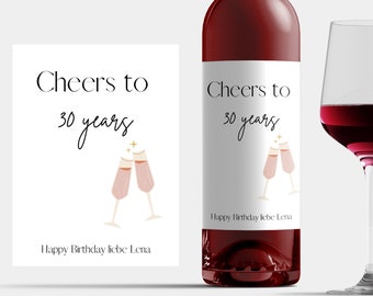 Personalized Wine Label 30th Birthday Wine Decal Gift Wife Funny 30th Birthday Gift Girlfriend 30 Cheers Bottle Label