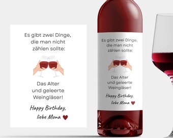 Flaschenetikett Personalisiert Geburtstag Wein Aufkleber lustig Wein Etikett personalisiert Geburtstagswein Name Freundin Flasche Etikett