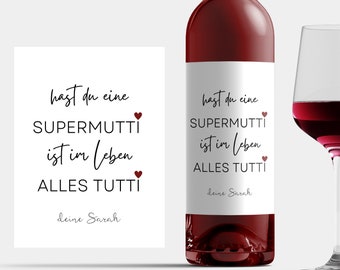 Weinetikett Mama Flaschenetikett Muttertag Personalisiert Geschenk Mama Flaschen Etikett Muttertagsgeschenk Wein Beste Mama Geburtstag