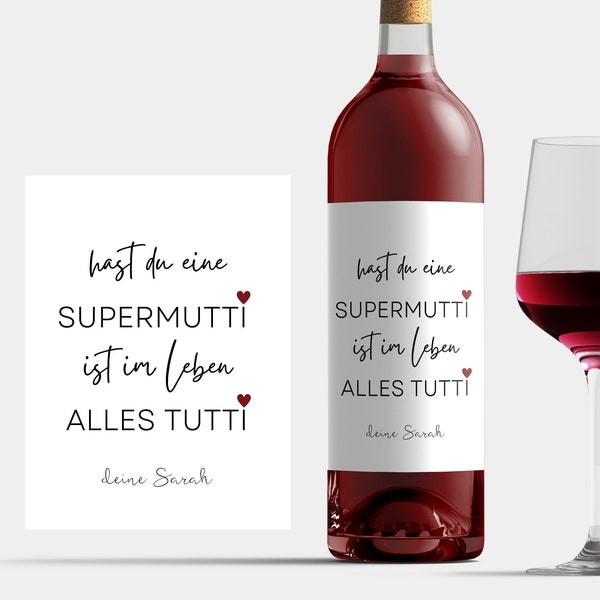 Weinetikett Mama Flaschenetikett Muttertag Personalisiert Geschenk Mama Flaschen Etikett Muttertagsgeschenk Wein Beste Mama Geburtstag