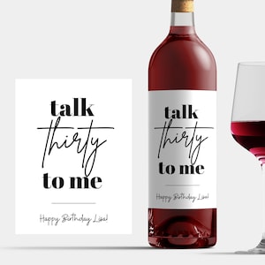 Birthday wine label 30 birthday, bottle label best friend birthday gift wife 30 wine label, wine label thirty 30