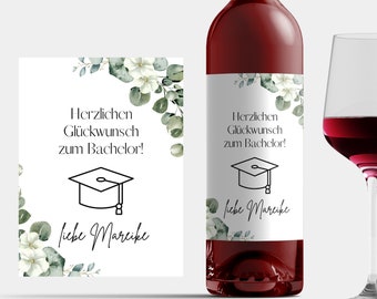 Weinetikett Bachelor Abschluss Wein Flaschenetikett personalisiert zur Prüfung Studium Wein Bachelor Abschluss Geschenk Freundin Frau