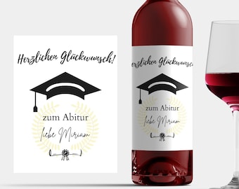 Personalisiertes Abitur Weinetikett Prüfung Bestanden Geschenk Prüfung Wein Etikett Name Freundin Freund Glückwunsch Prüfung Wein