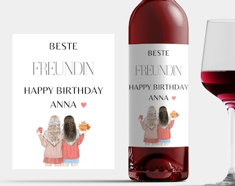 Personalisiertes Flaschenetikett Geburtstag Weinetikett Geschenk Frau Geburtstagswein Name Freundin Schwester Wein Aufkleber Birthday
