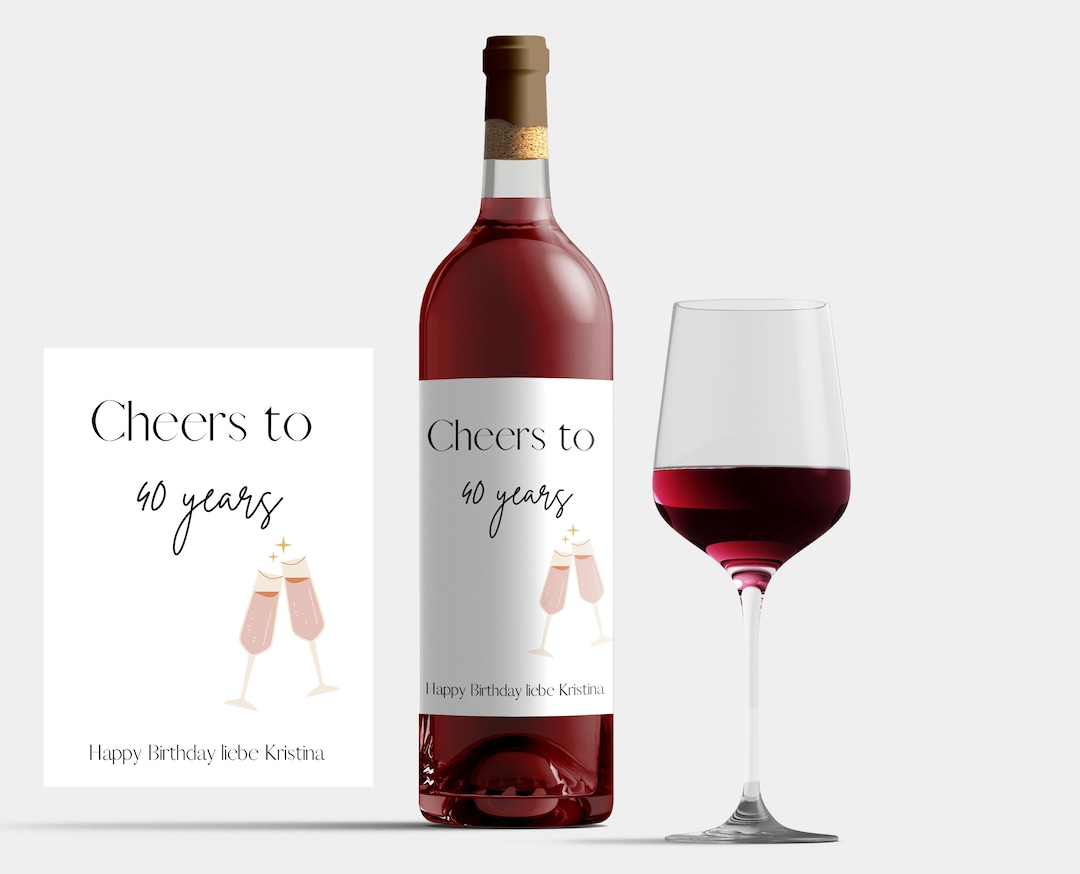 Personalized Wine Label 40th Birthday Wine Sticker Gift Wife Funny 40th