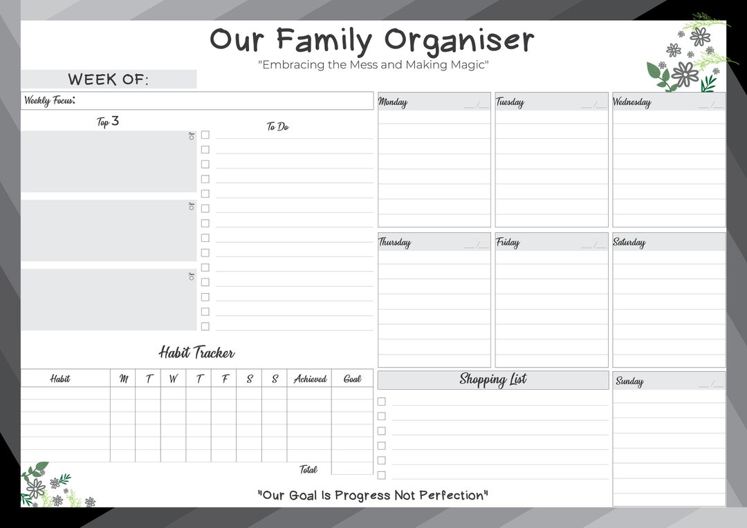 Family Planner Printable | Weekly Family Organiser, Family Calendar ...