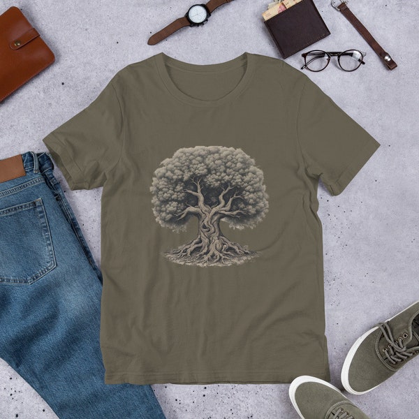 Regalo per gli amanti della natura - Camicia ad albero Regalo da uomo - Camicia ad albero della foresta incantata Albero nodoso