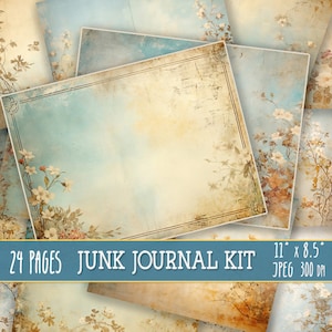 Páginas de diário de lixo de papel de parede vintage, 25 páginas de grunge de álbum de recortes vintage, papel para impressão de diário de lixo, itens efêmeros, surrado, folha de colagem