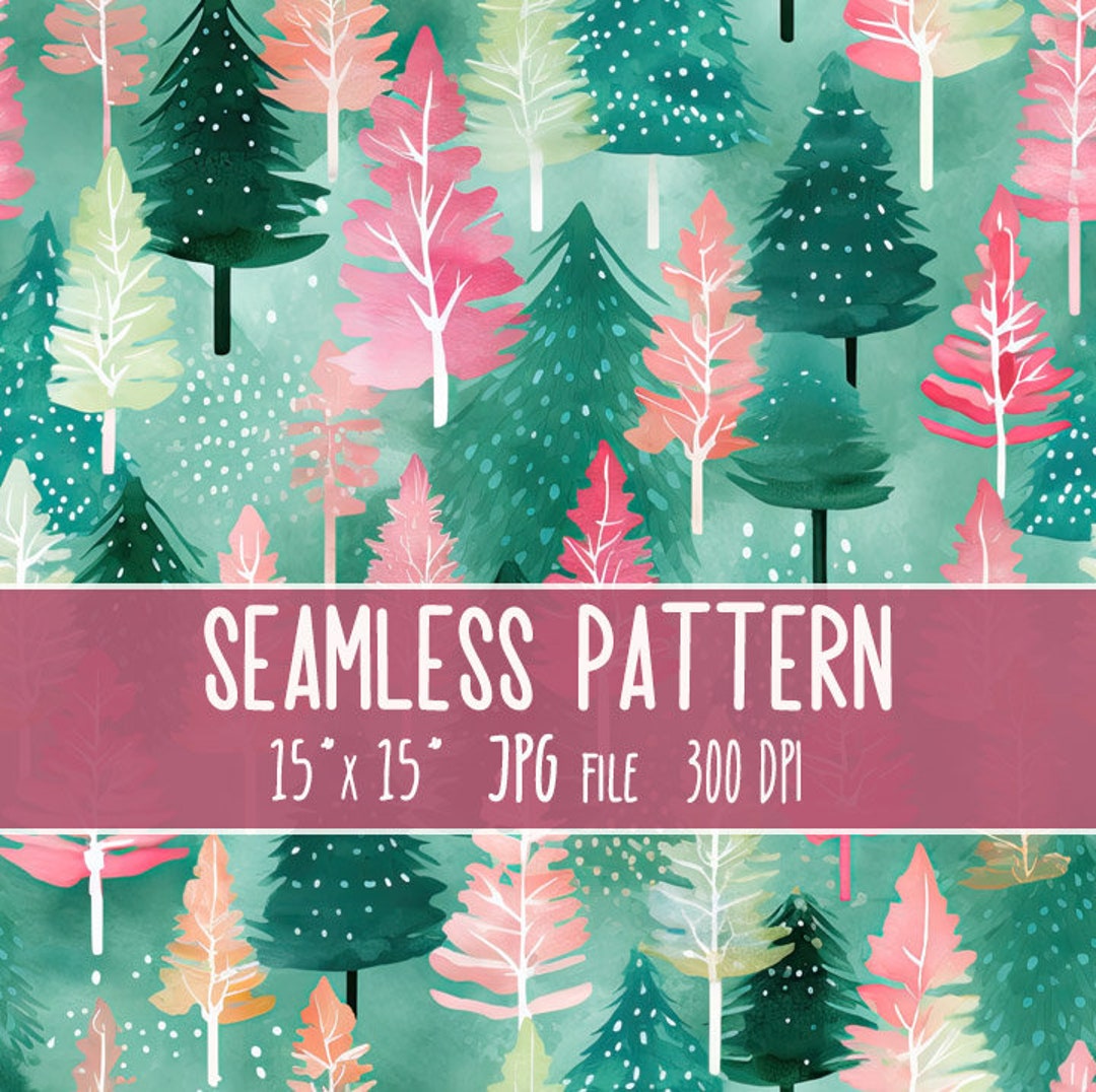 Watercolor Christmas Tree Seamless Pattern (digital Download) - Etsy