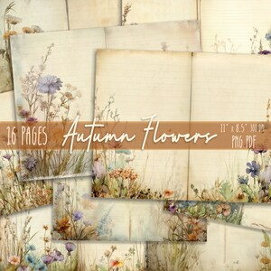 秋の罫線入りジャンクジャーナルページ、即時ダウンロード、秋の