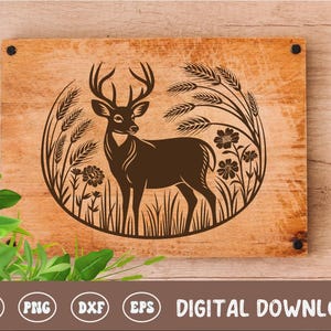 Deer Board SVG, Cottagecore Cutting Board Digital File, Wood Laser Engraving File, Kitchen Decor, Wall art, Cricut, Silhouette