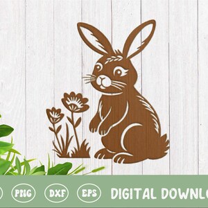 Lapin de Pâques SVG PNG DXF, silhouette de lapin de printemps, lapin et papillon, sublimation, cricut, silhouette, fichiers découpés au laser, svg glowforge