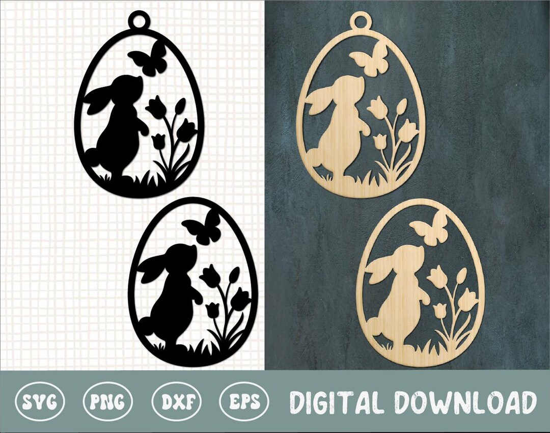 Easter Eggs Laser Cut SVG Bundle, Bunny Ornaments Svg, Easter Egg Tags ...