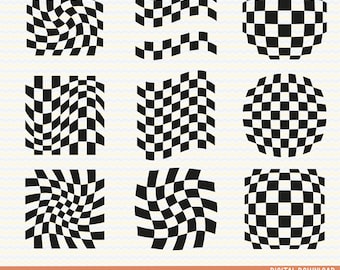 SVG PNG Wavy Checkered pattern, Checkerboard, Retro wavy Background, Square Pattern, sublimation, cricut cut file, silhouette,commercial use
