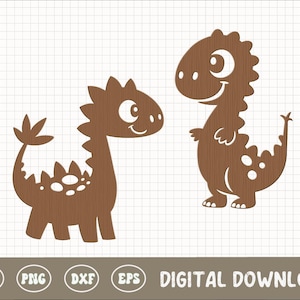 Baby Dinosaur SVG PNG DXF Laser Cricut files Cartoon Dino silhouette laser cut files Nursery Wall Art Kids Room Decor T-shirt Print