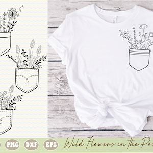 Fleurs sauvages dans la poche SVG PNG, fleurs dans la poche, pissenlit dans la poche, svg en couches, sublimation, fichiers coupés, conception de tshirt, publicité