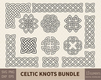 Celtic knots bundle SVG PNG, Celtic borders, corners, signs, ornament, for sublimation, cricut, silhouette,commercial use