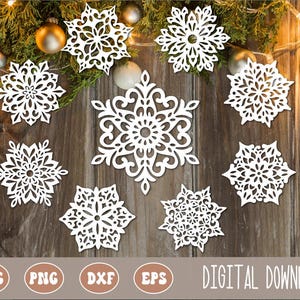 Clipart de Natal SVG PNG, design de flocos de neve de Natal, flocos de neve de inverno, arquivos de corte para projetos de artesanato, enfeites, cartões, sublimação