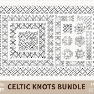 Lot de noeuds celtiques PNG SVG, frontières celtiques, coins celtiques, signes celtiques, ornement, sublimation, fichier de coupe cricut, silhouette, usage commercial