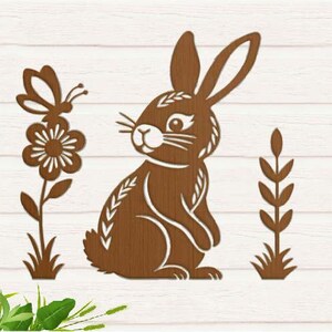 Osterhase SVG PNG DXF, Frühling Hase Silhouette, Kaninchen und Schmetterling, Sublimation, Cricut, Silhouette, Laser geschnitten Dateien, glowforge svg