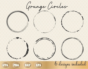 Circle brush grunge bundle SVG PNG, grunge texture circle frame svg png, distressed circle, sublimation, cricut, silhouette, commercial use