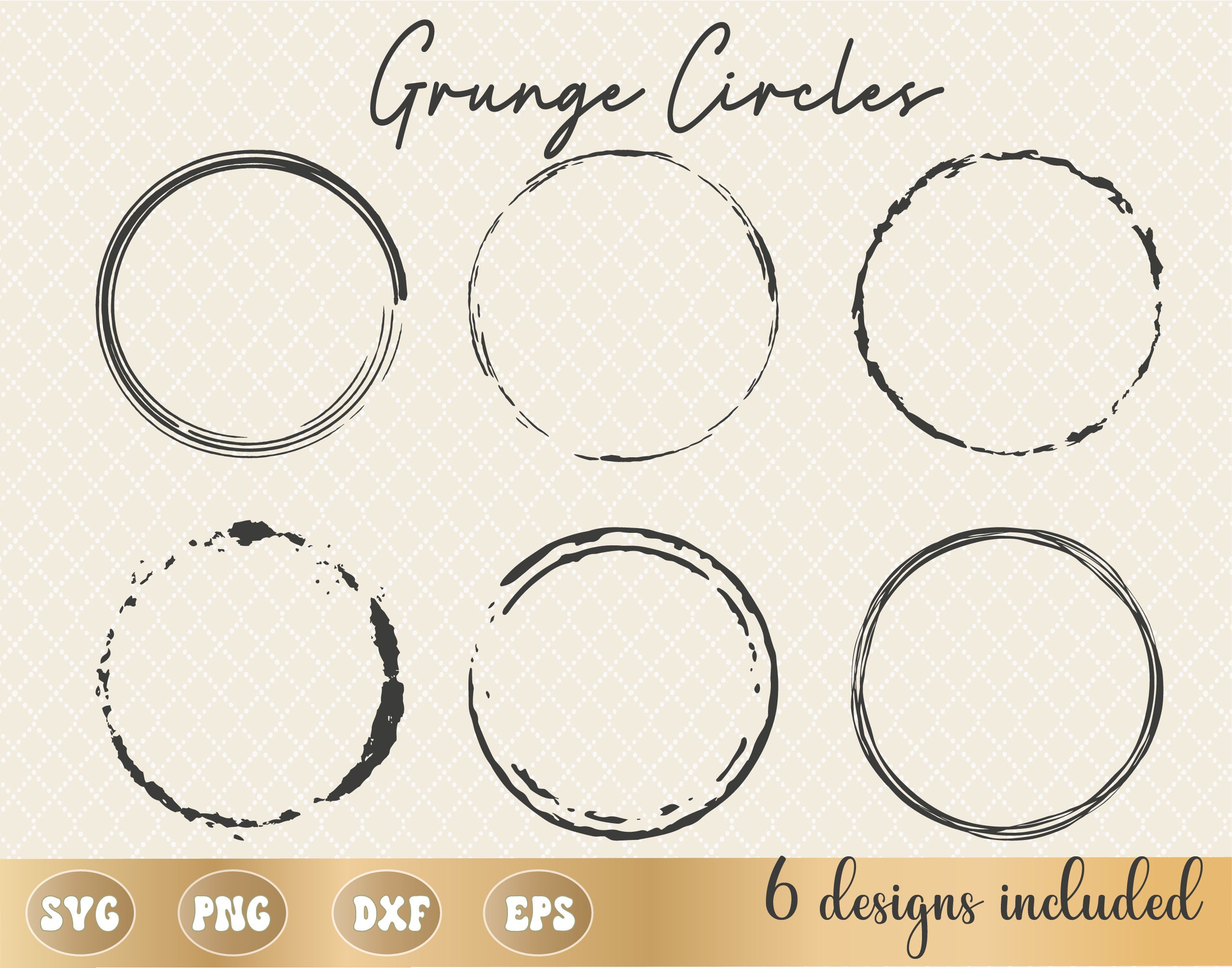 Circle Brush Grunge Bundle SVG PNG, Grunge Texture Circle