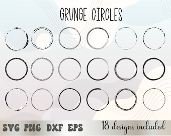 Circle brush grunge bundle SVG PNG, grunge texture circle frame svg png, distressed circle, sublimation, cricut, silhouette, commercial use