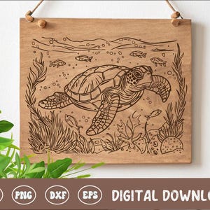 Monde sous-marin tortue Charcuterie planche à découper SVG, planche à découper, fichier de gravure laser bois, Cricut, Silhouette, décoration de cuisine