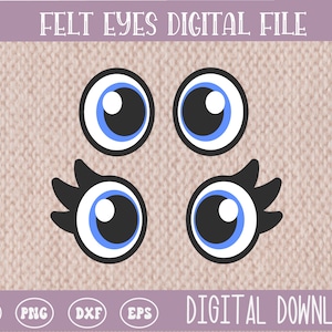 Arquivos de olhos de feltro SVG PNG, download digital, svg em camadas, sublimação png, arquivos de corte cricut, design fofo para crianças, olhos para brinquedo, modelo de olho