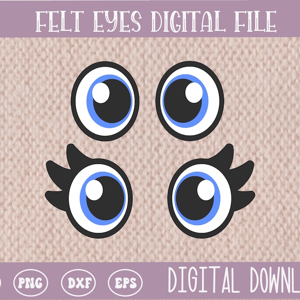 Felt Eye Files SVG PNG, Digital Download, layered svg, sublimation png, cricut cut files, cute design for kids, Eyes for Toy, eye template