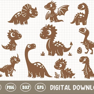 Baby dinosaurus SVG PNG DXF laser Cricut-bestanden, cartoon dino silhouet, kinderkamer kunst aan de muur, decor kinderkamer, cricut, lasergesneden bestanden, glowforge