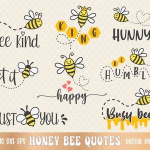 Paquete de citas de abejas SVG PNG, abeja feliz, abeja amable, abeja rey, abeja ocupada, abeja cariñosa, abeja de miel svg, svg en capas, png de sublimación, archivos de corte cricut