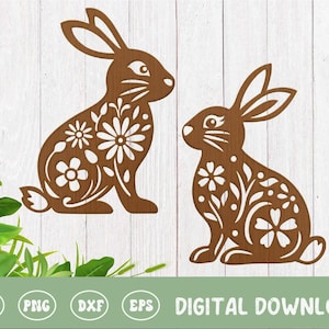 Lapin de Pâques SVG PNG, silhouette de lapin de printemps, lapin et papillon, sublimation, cricut, silhouette, fichiers découpés au laser, svg glowforge