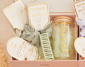 Teal bridemaid proposal box gift set, personalized Will You Be My Bridemaid box set with ice coffee cup