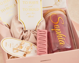 Pink bridemaid proposal box gift set, custome Will You Be My Bridemaid box set with ice coffee cup